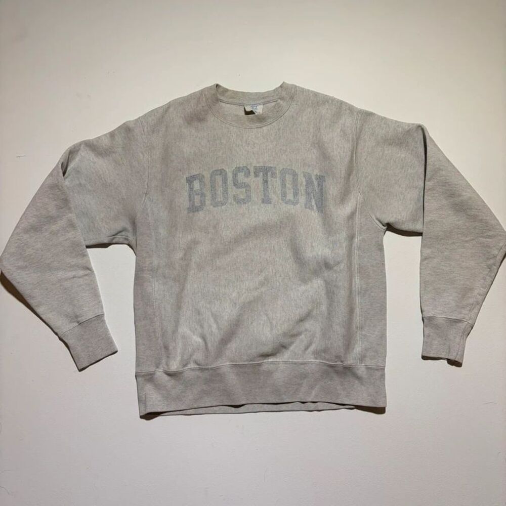 Vintage Champion Grey Reverse Weave Faded Boston Crewneck